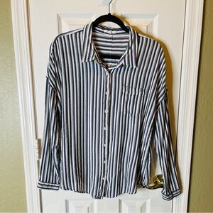 Maurices Women's Navy and White Striped Shirt